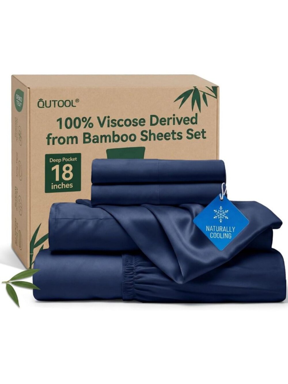 Cooling Bamboo Viscose Queen Sheet Set - 4PC Extra Deep Pocket Luxury Bedding
